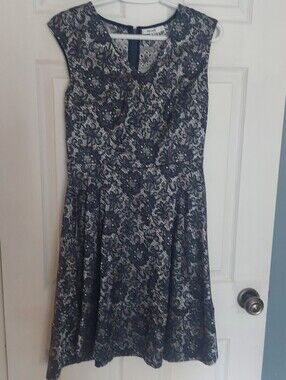 Pretty Little Navy and Silver Fit-and-Flare Dress